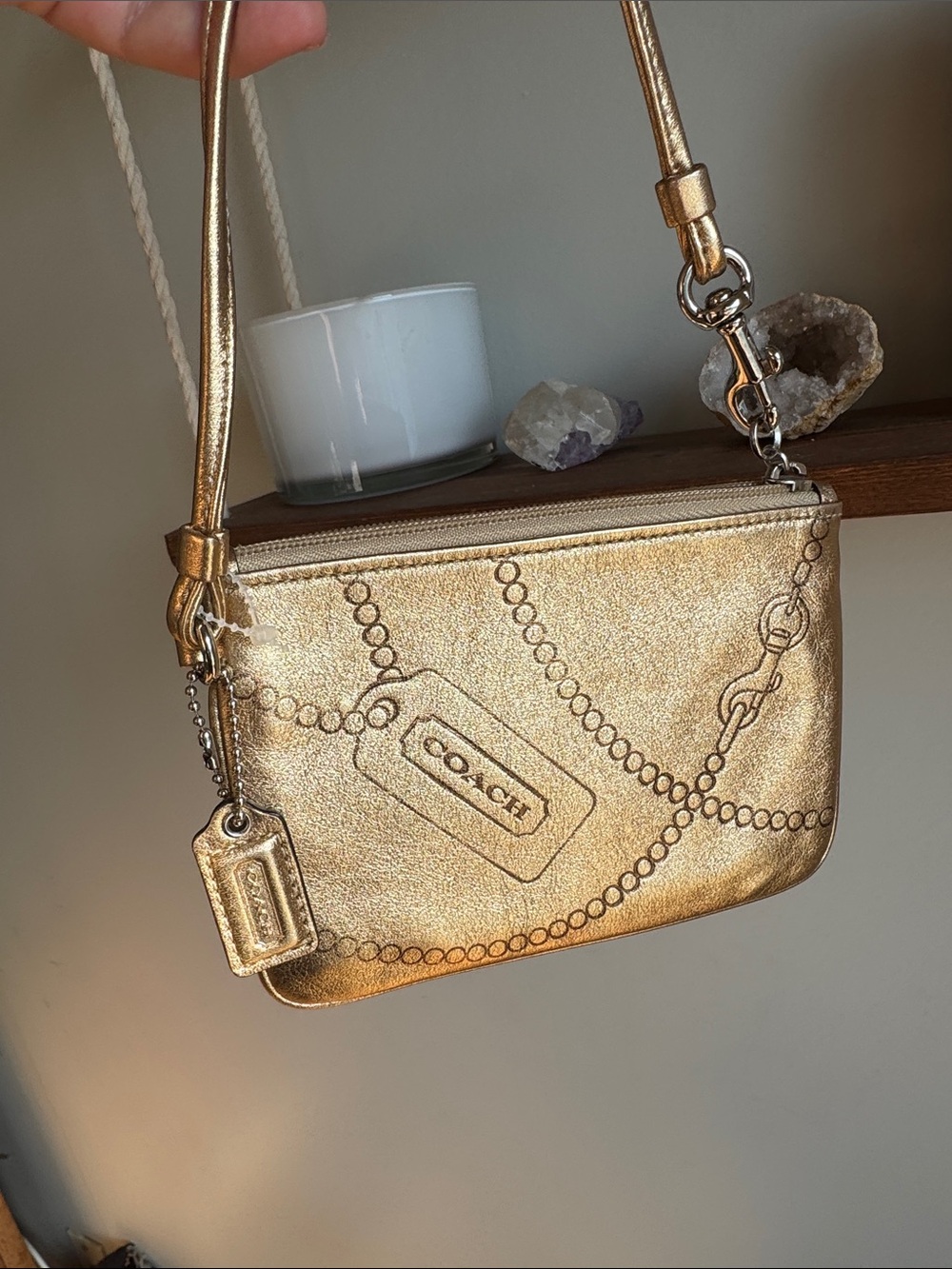 Coach Metallic Gold Leather Wristlet